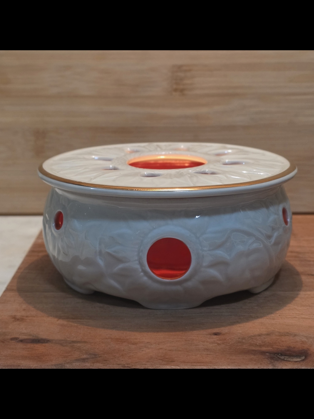 Vintage Gerold Porzellan Bavaria Teapot Warmer – Red, White & Gold